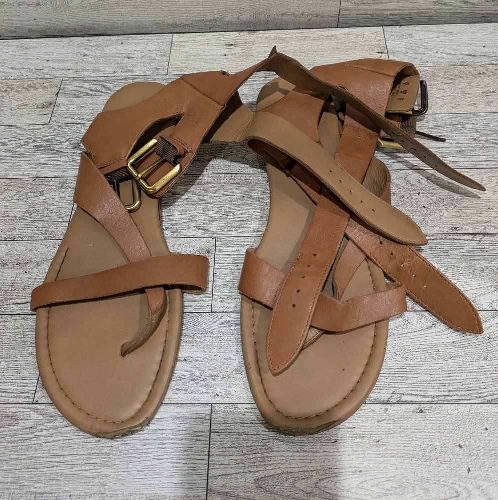 Glinda Brown Leather Sandals Size 10M